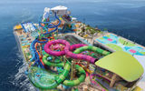 A rendering of the Thrill Island waterpark, which will have six waterslides. Royal Caribbean changed Thrill Island's design during the construction process to make optimum use of the space.