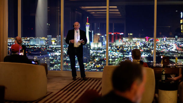 Architect and historian Alan Hess discusses the evolution of Flamingo Road and Las Vegas in Legacy Club atop Circa Resort & Casino during Duck Duck Shed in 2022.