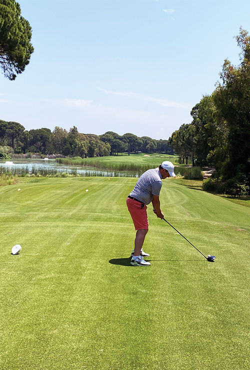 Barry Jones of Surrey, England, on the 9th tee of the Prince Course at Cornelia Golf Club.