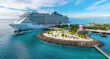The MSC Seashore in the Bahamas. MSC Cruises is sailing a record five ships in the Caribbean this winter.