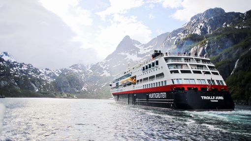 The refurbished MS Trollfjord sails Hurtigruten's Svalbard Express cruise.