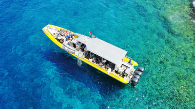 Maui Reef Adventures' 60-foot-long, custom-built Super Raft, which the company uses for Molokini snorkeling tours.