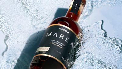 A bottle of Candela Marea, made exclusively for Ritz-Carlton Yacht Collection.