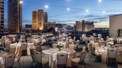 Resorts World Las Vegas Rose Rooftop. The resort, which opened on the Strip in 2021, includes 350,000 square feet of meetings and banquet space.
