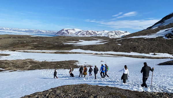 National Geographic Endurance guests hiking in Svalbard.