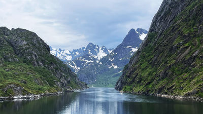 Good weather conditions enabled the Trollfjord to sail into its namesake fjord in Norway's Nordland County.