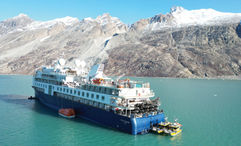 The Ocean Explorer expedition ship ran aground in the Alpefjord in Northwest Greenland National Park on Sept. 11.