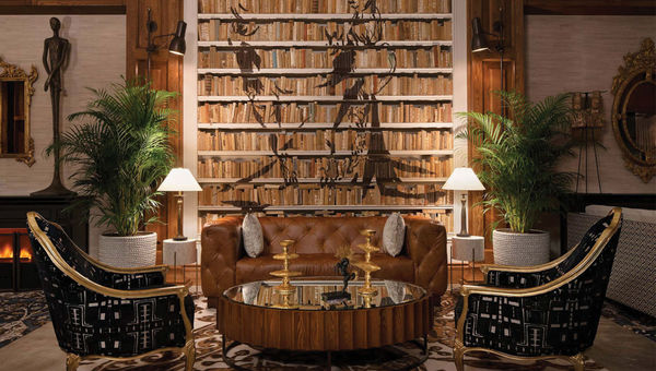 The Ben's lobby has a floor-to-ceiling bookcase.