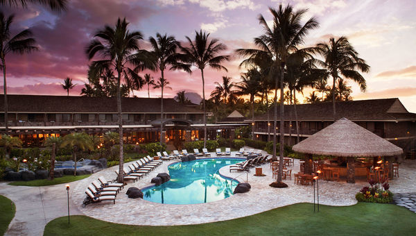 The oceanfront pool is the center of activity at the Ko'a Kea Resort on Kauai.